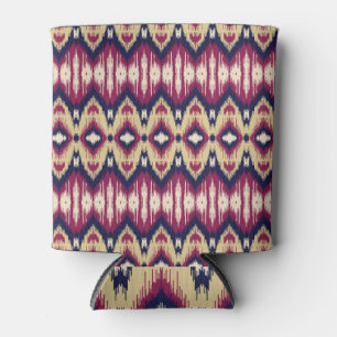 Rafraîchisseur Pour Canette chevron ikat bleu rose, ethnique.