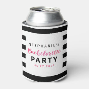 Rafraîchisseur Pour Canette Chic Black & White Stripes Bachelorette Rose