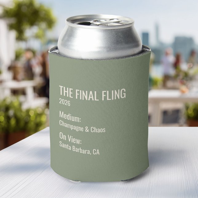 Rafraîchisseur Pour Canette Chic Minimal Museum Label Bachelorette Party Favor (Créateur téléchargé)