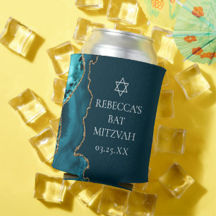 Rafraîchisseur Pour Canette Chic Turquoise Gold Agate Bat mitzvah Party