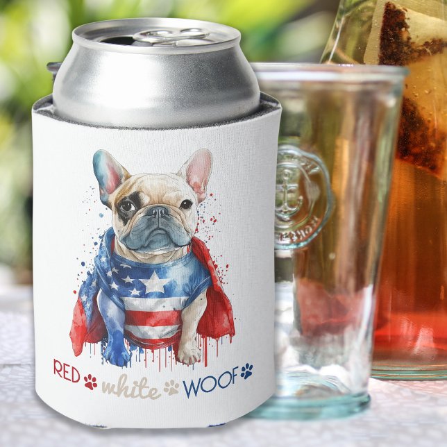 Rafraîchisseur Pour Canette Chien à tête blanche rouge du Patriotique Français (Créateur téléchargé)