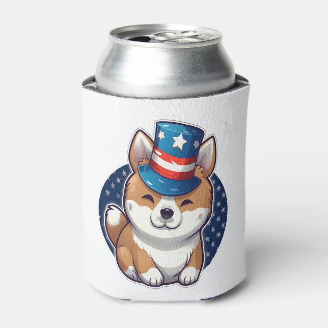 Rafraîchisseur Pour Canette Chien Akita, fête de l'indépendance (Can devant)