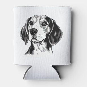 Rafraîchisseur Pour Canette Chien beagle noir et blanc en silhouette