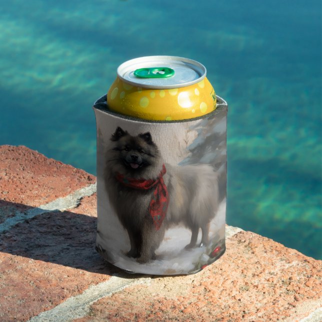 Rafraîchisseur Pour Canette Chien de Keeshond à Noël de neige (Piscine in situ)