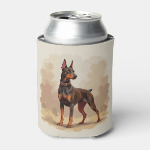 Rafraîchisseur Pour Canette Chien Doberman Pinscher Brun Rouille Rouge