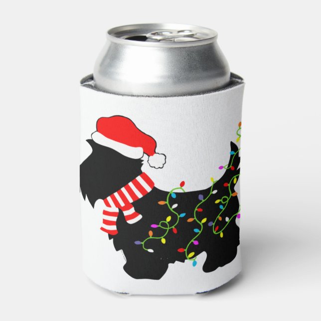 Rafraîchisseur Pour Canette Chien écossais de Noël avec lumières (Can devant)