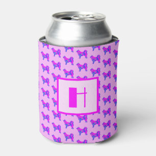 Rafraîchisseur Pour Canette Chien Husky Sibérien Rose Chaud & Bleu Monogramme