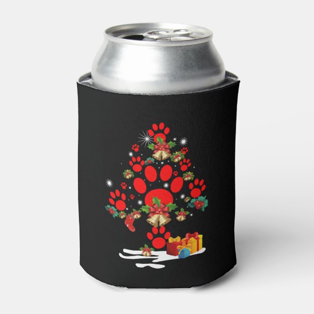 Rafraîchisseur Pour Canette Chien Paw Christmas Tree Drôle Joyeux Noël (Can devant)