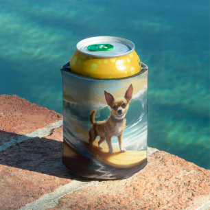 Rafraîchisseur Pour Canette Chihuahua Beach Surf Peinture