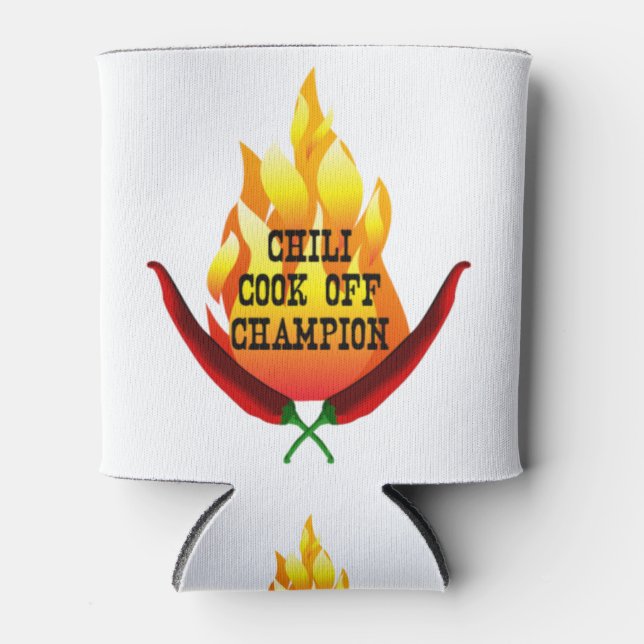 Rafraîchisseur Pour Canette Chili Cook Off Champion Flame Design (Devant)