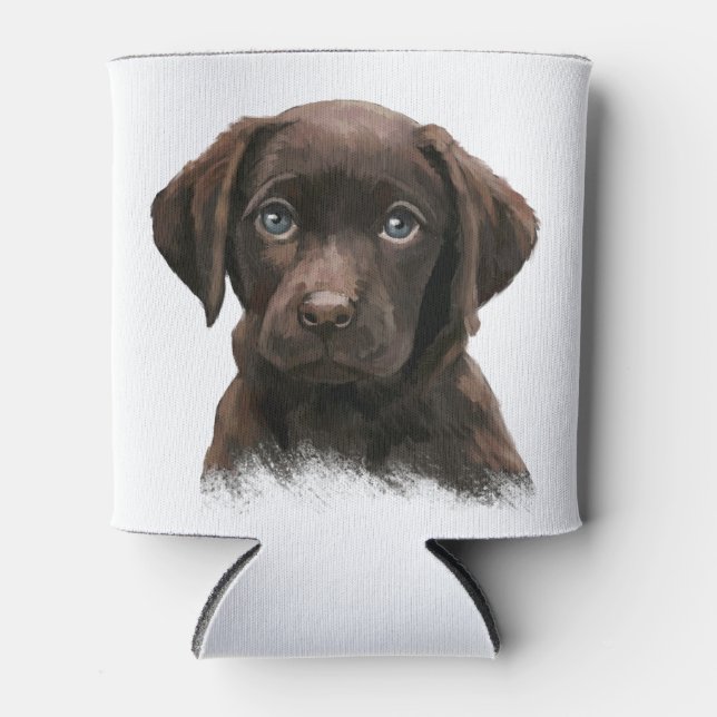 Rafraîchisseur Pour Canette Chiot du Labrador au chocolat (Devant)