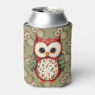 Rafraîchisseur Pour Canette Chouette en patchwork d'art folklorique Cottagecor