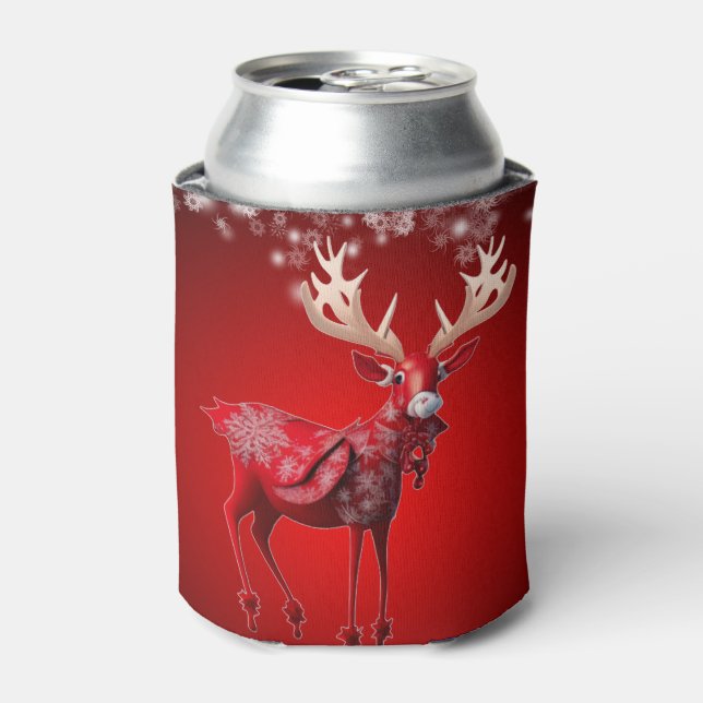 Rafraîchisseur Pour Canette Christmas Red Reindeer Winter Holidays (Can devant)