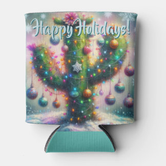 Rafraîchisseur Pour Canette Christmas Saguaro Cactus Whimsical Desert Holiday