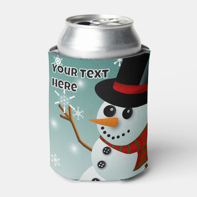 Rafraîchisseur Pour Canette Christmas snowman, snow and snowflakes (Can devant)