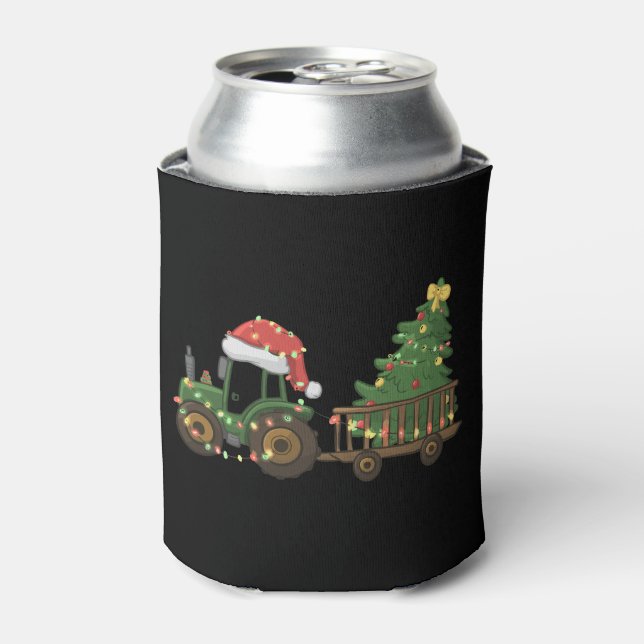 Rafraîchisseur Pour Canette Christmas Tractor With Tree Farmer Farm (Can devant)
