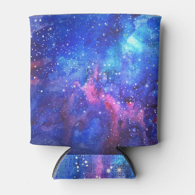 Rafraîchisseur Pour Canette Ciel de nuit de l'aquarelle de Galaxy. (Devant)
