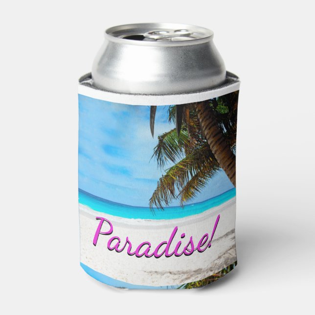 Rafraîchisseur Pour Canette Ciel, plage, palmiers - Paradis ! (Can devant)