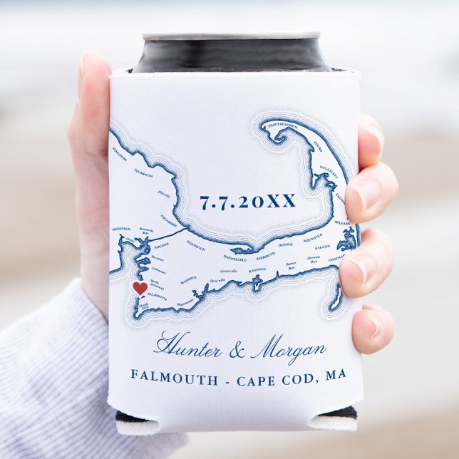 Rafraîchisseur Pour Canette Cimier de mer Falmouth Cape Cod Mariage Faveur (Sea Crest Beach Hotel Can Coozie Falmouth can cooler Cape Cod wedding favor from Coastal Map Designs)