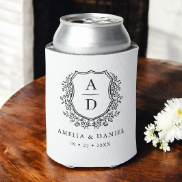 Rafraîchisseur Pour Canette Cimier noir blanc moderne Monogramme Mariage