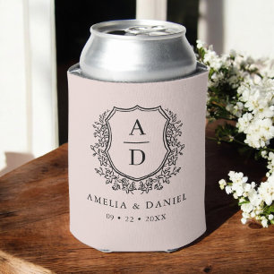 Rafraîchisseur Pour Canette Cimier rose vif Mariage moderne Monogramme