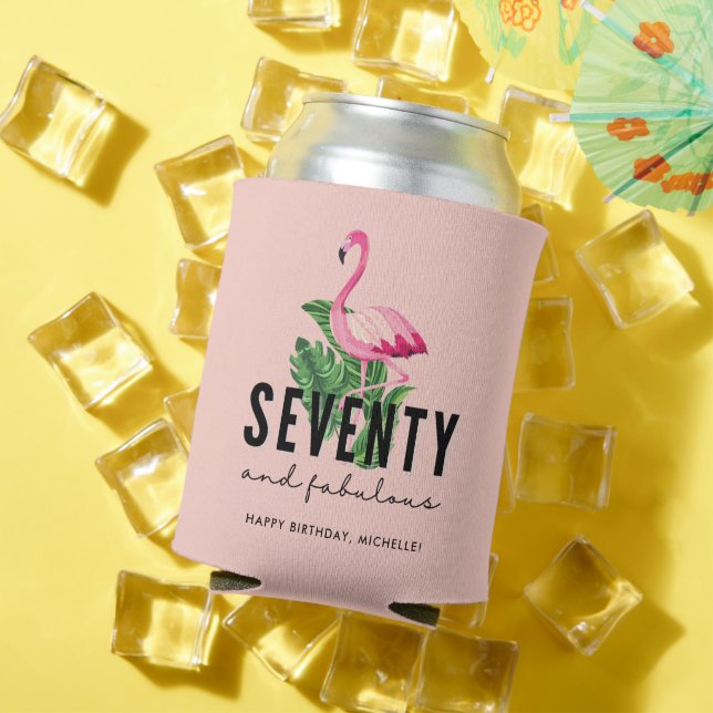 Rafraîchisseur Pour Canette Cinquante fabuleux Flamant rose rose 50e anniversa (Été in situ)