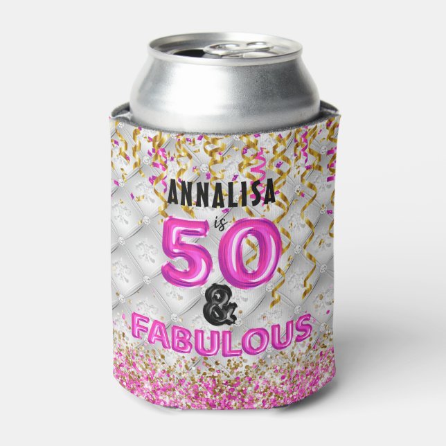Rafraîchisseur Pour Canette Cinquante fabuleux or rose 50e anniversaire (Can devant)