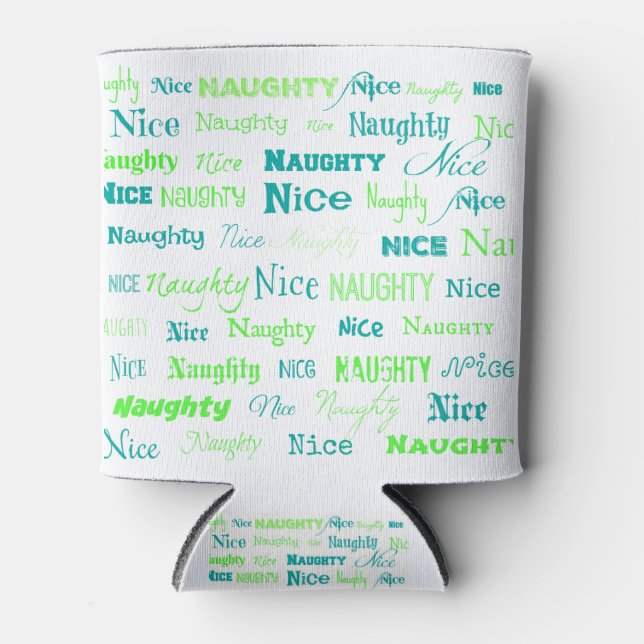Rafraîchisseur Pour Canette Citation de Noël Fun Naughty ou Nice (Devant)