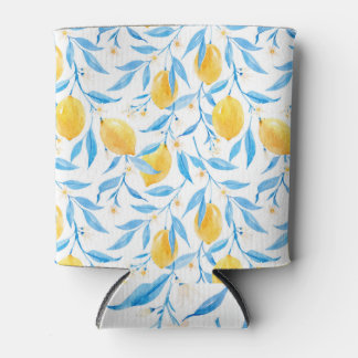 Rafraîchisseur Pour Canette citrons aquarelle : motif dessiné à la main.