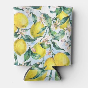 Rafraîchisseur Pour Canette citrons d'aquarelle, branche d'agrumes frais.