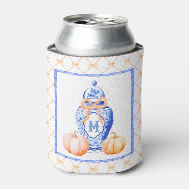 Rafraîchisseur Pour Canette Citrouille d'automne | Monogramme de pot de gingem (Can devant)