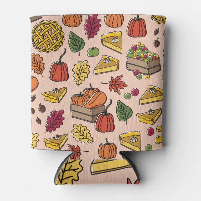Rafraîchisseur Pour Canette Citrouille Pie : Automne Harvest Motif. (Devant)