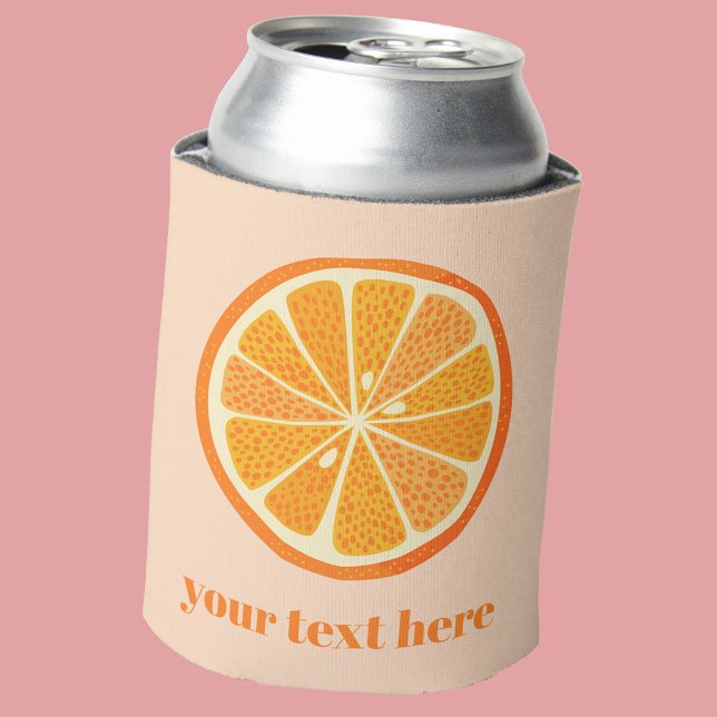 Rafraîchisseur Pour Canette Citrus Orange Fun Texte Personnalisé (Citrus orange fun custom text or name can cooler with modern lower case text)