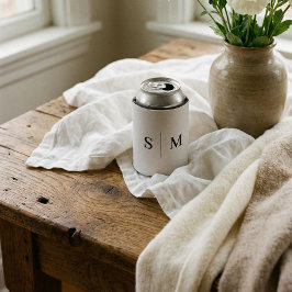 Rafraîchisseur Pour Canette Classic Monogram Elegant White Wedding Can Cooler
