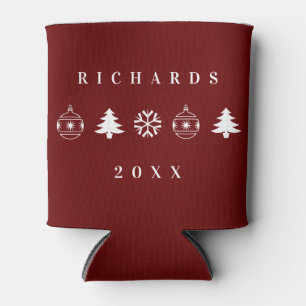 Rafraîchisseur Pour Canette Classic Red Christmas Holiday Nom personnalisé