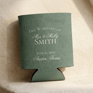 Rafraîchisseur Pour Canette Classic Sage Green Main Drawn Sketch Wedding Favor