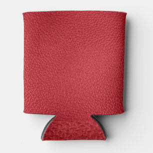 Rafraîchisseur Pour Canette Closeup en cuir artificiel rouge foncé.