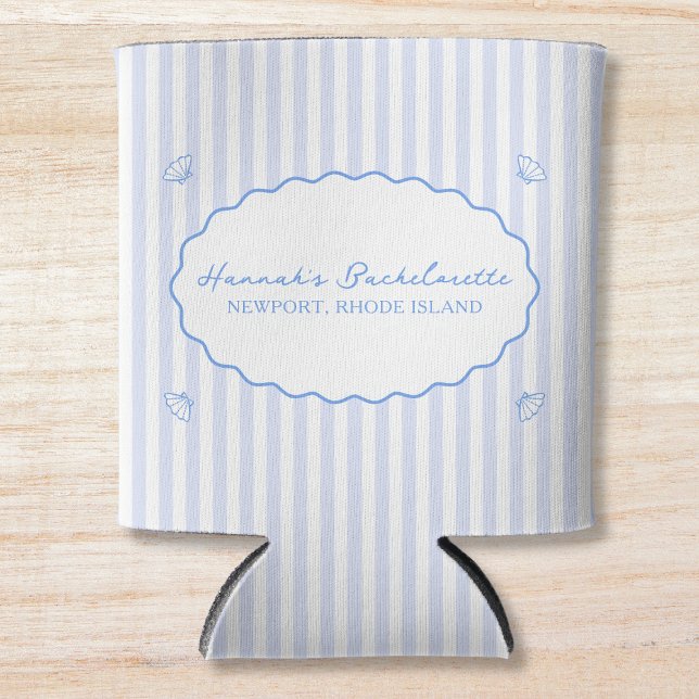 Rafraîchisseur Pour Canette Coastal Chic Blue Bachelorette Seersucer Shell (Créateur téléchargé)