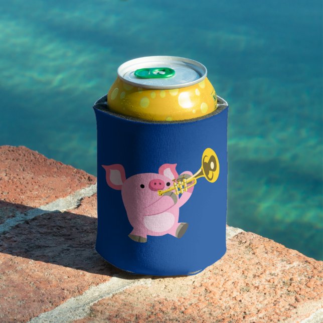 Rafraîchisseur Pour Canette Cochon De Cartoon Mignonne Jouer Trumpet Can Coole (Piscine in situ)