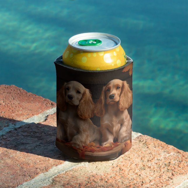 Rafraîchisseur Pour Canette Cocker Spaniel Puppy Automne Citrouille de plaisir (Piscine in situ)