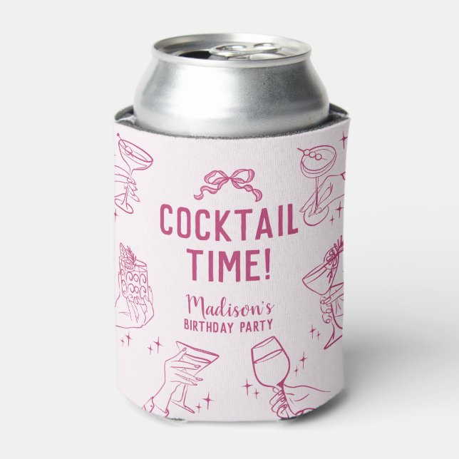 Rafraîchisseur Pour Canette Cocktail rose Fête Rétro Anniversaire Faveurs (Can devant)