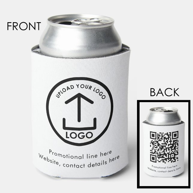 Rafraîchisseur Pour Canette Code QR Promo du logo professionnel (Professional Business Logo Text Promo QR Code Can Cooler)