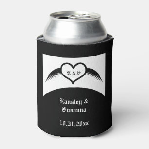 Rafraîchisseur Pour Canette Coeur ailé gothique Mariage Personnalisé Monogramm