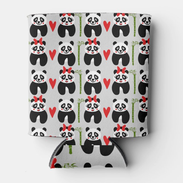Rafraîchisseur Pour Canette Coeurs de pandas mignons : Motif pour enfants (Devant)