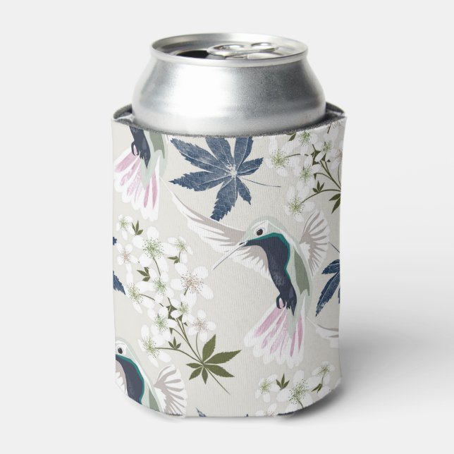 Rafraîchisseur Pour Canette Colibris et fleurs blanches. (Can devant)