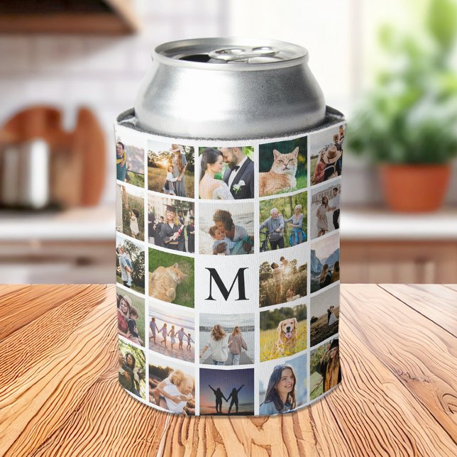 Rafraîchisseur Pour Canette Collage photo Monogramme personnalisé (Créateur téléchargé)