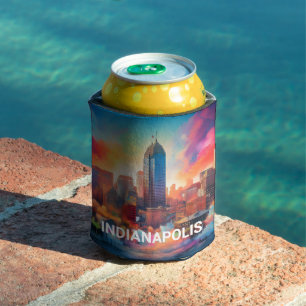 Rafraîchisseur Pour Canette Colorée Indianapolis Skyline Art Abstrait