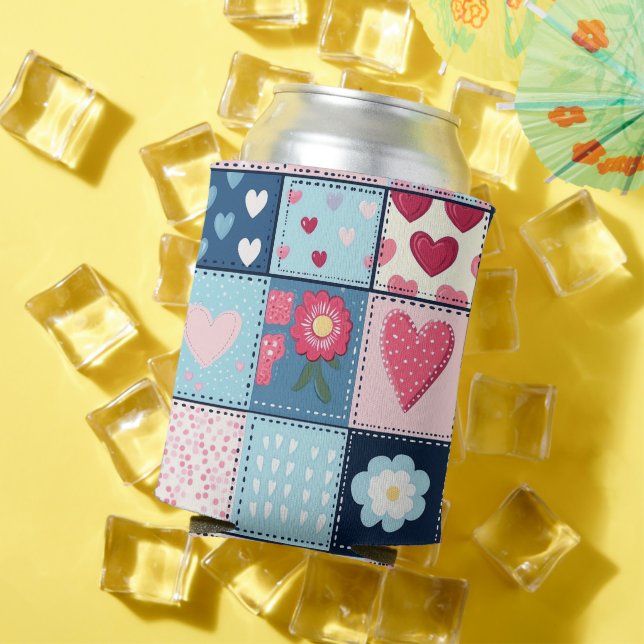Rafraîchisseur Pour Canette Conception charmante de patchwork mignon  (Été in situ)