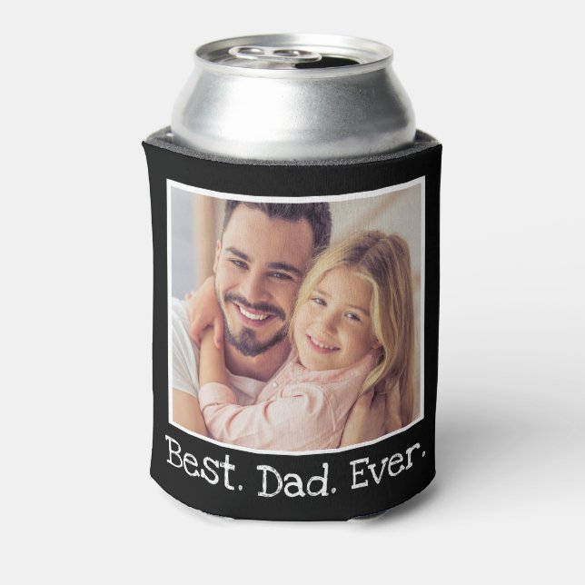 Rafraîchisseur Pour Canette Cool Meilleur Papa Jamais Photo Personnalisé Noir  (Can Dos)