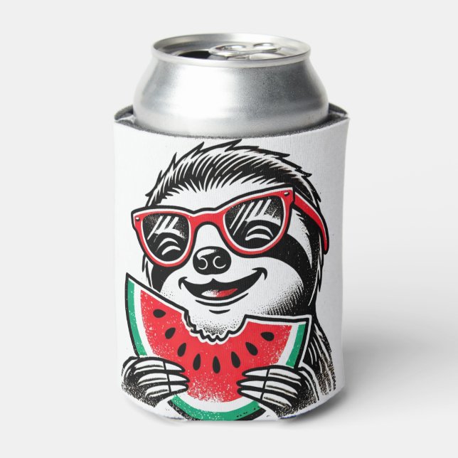 Rafraîchisseur Pour Canette Cool Sloth Manger de la pastèque (Can devant)